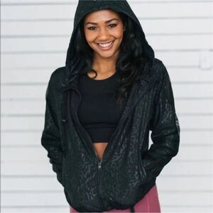 Zyia Active Black Cheetah Print Light Jacket Size XS